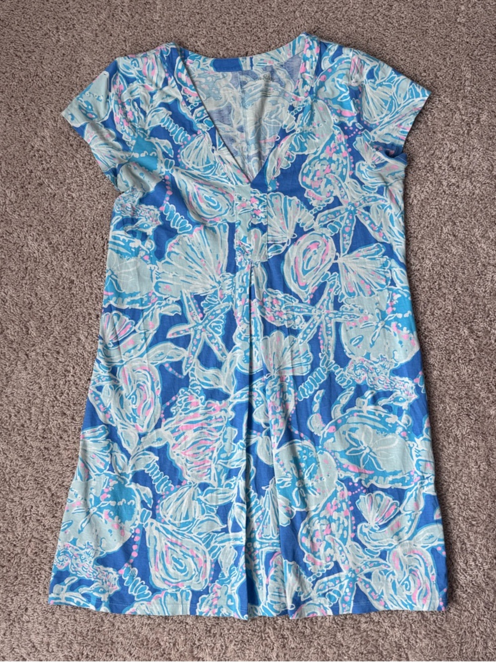 Lilly Pulitzer Amina Dress - Blue Haven "Pop Up Into the Deep" - Size Large